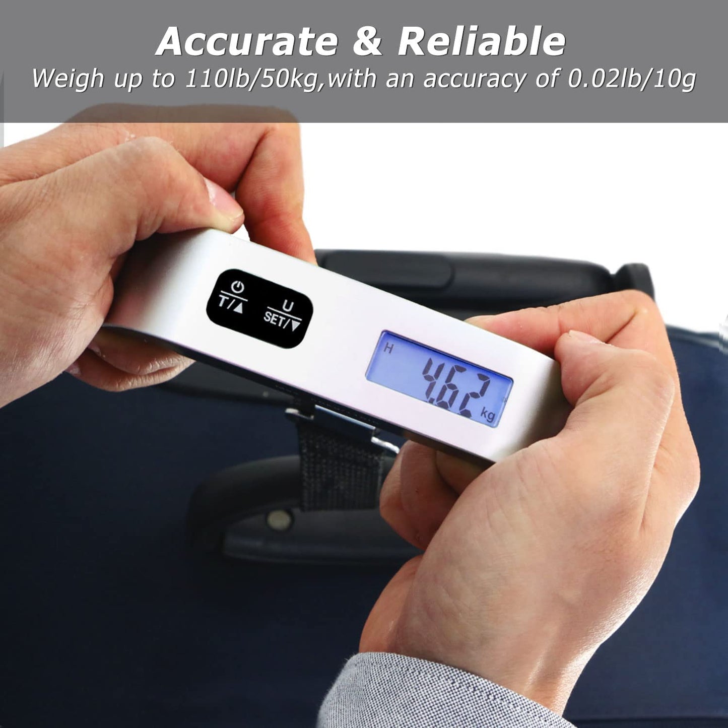 Luggage Scale, Portable Digital Hanging Baggage Scale for Travel, Suitcase Weight Scale with Rubber Paint, 110 Pounds, Battery Included